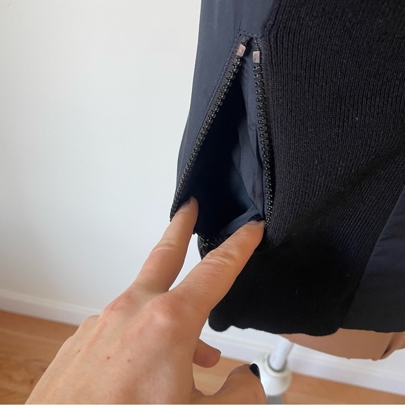 Lafayette Mixed Media Ribbed Side Full Zip Layered Mock Neck Zip Front Vest XS - Picture 6 of 11